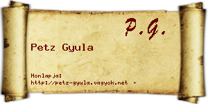 Petz Gyula névjegykártya